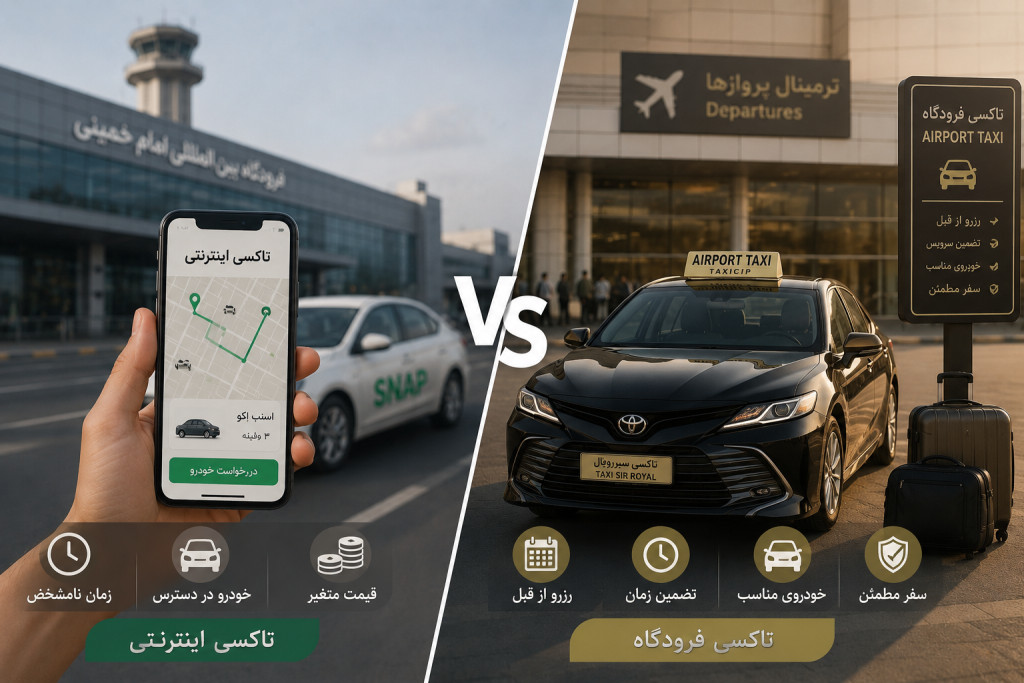تفاوت تاکسی اینترنتی و تاکسی فرودگاه
