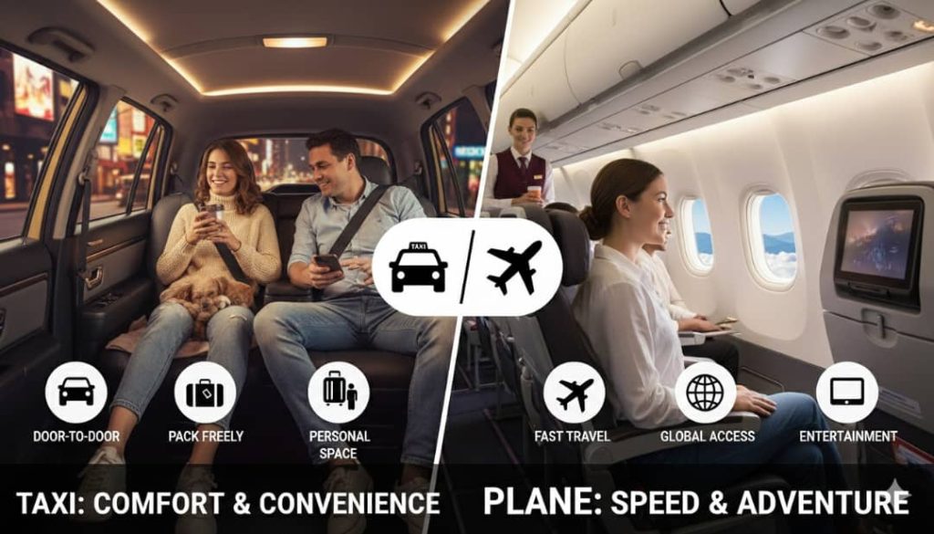 مقایسه قیمت هواپیما و تاکسی